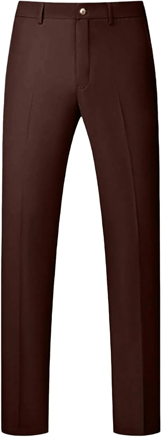 Mens Stretch Dress Pants Classic Fit Flat Front Pants Casual Mens Lightweight Golf Work Suit Pants Slim Fit Dress Pants