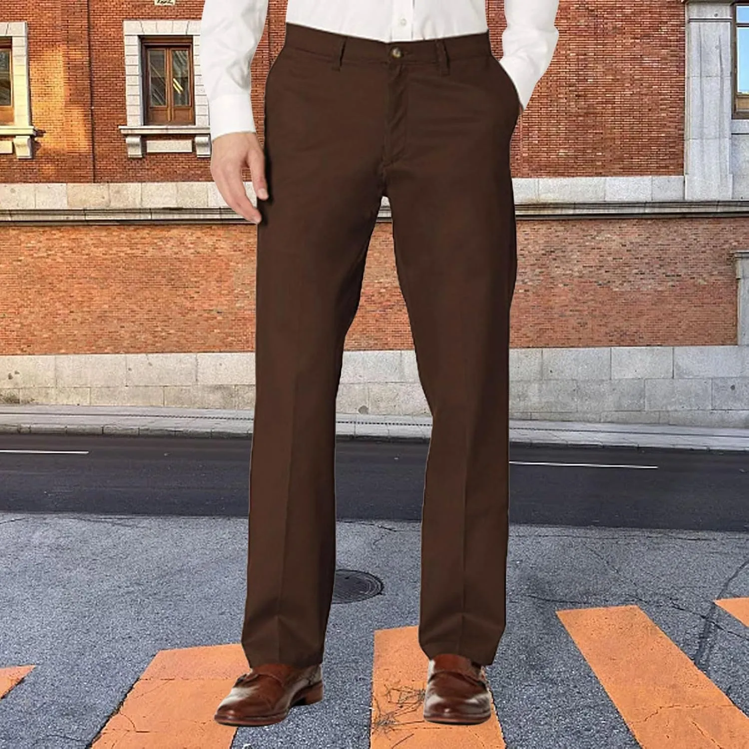 Mens Stretch Dress Pants Classic Fit Flat Front Pants Casual Mens Lightweight Golf Work Suit Pants Slim Fit Dress Pants