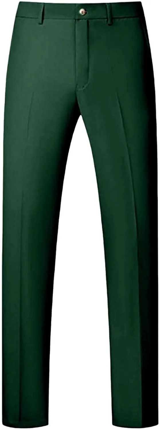 Mens Stretch Dress Pants Classic Fit Flat Front Pants Casual Mens Lightweight Golf Work Suit Pants Slim Fit Dress Pants