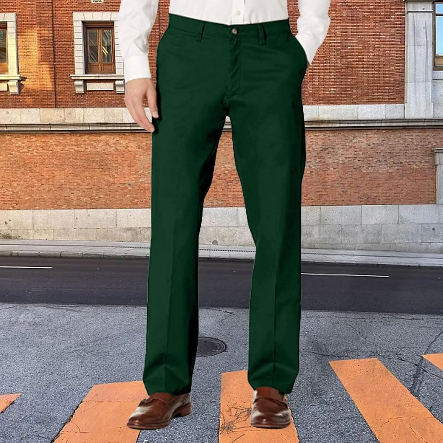 Mens Stretch Dress Pants Classic Fit Flat Front Pants Casual Mens Lightweight Golf Work Suit Pants Slim Fit Dress Pants