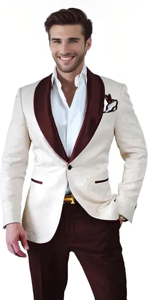 Mens Suits Prom Wedding Suits for Men White Pant Suit Set Classic Fit 2 Piece One Button Men's Suits