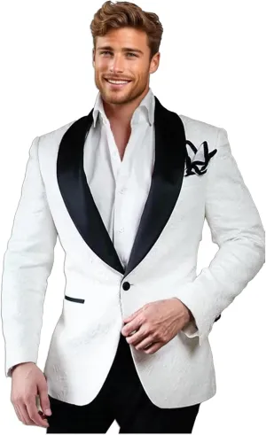 Mens Suits Prom Wedding Suits for Men White Pant Suit Set Classic Fit 2 Piece One Button Men's Suits