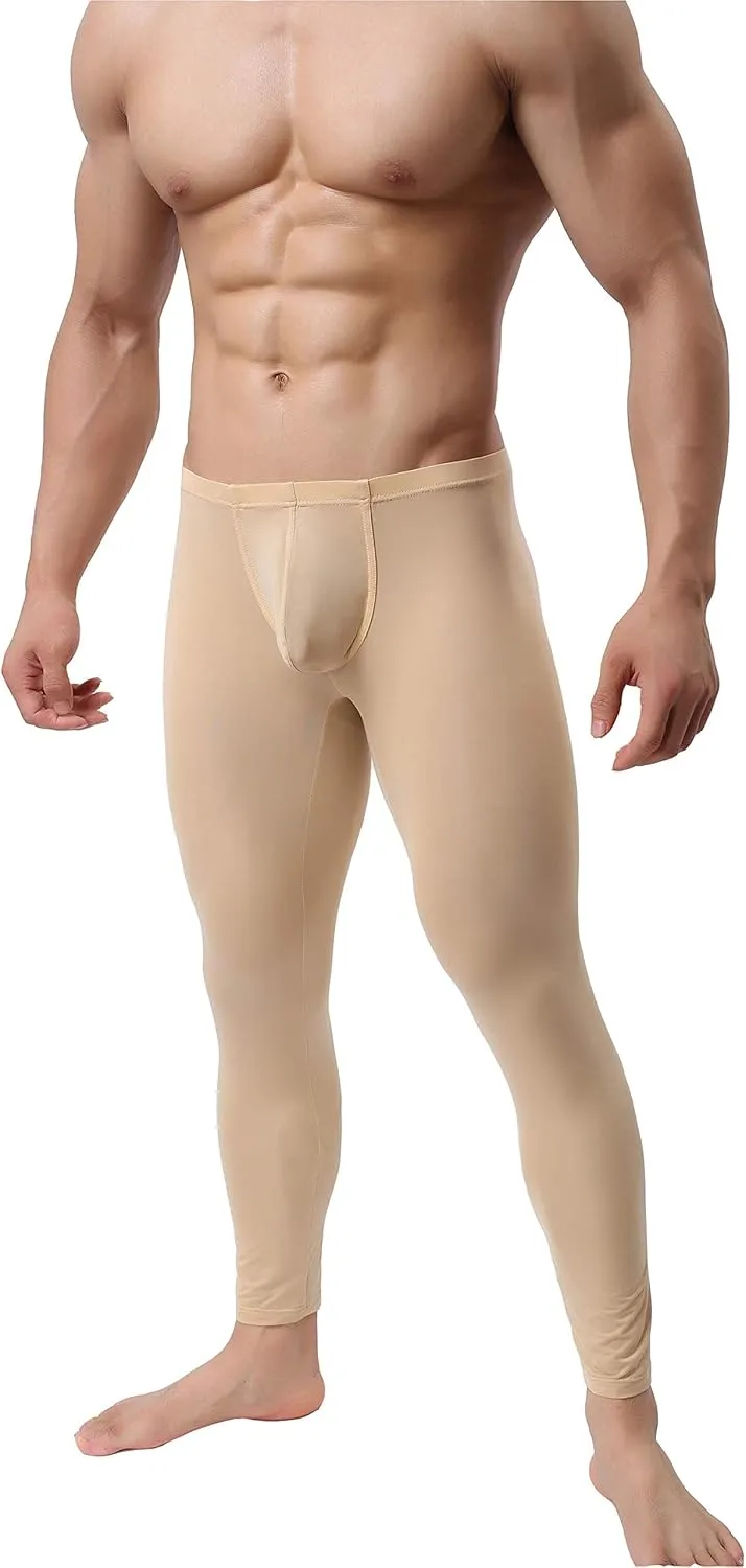 Mens Thin Ice Silk Compression Baselayer Thermal Long Johns Underwear