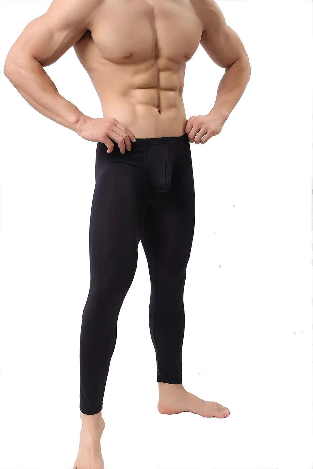 Mens Thin Ice Silk Compression Baselayer Thermal Long Johns Underwear