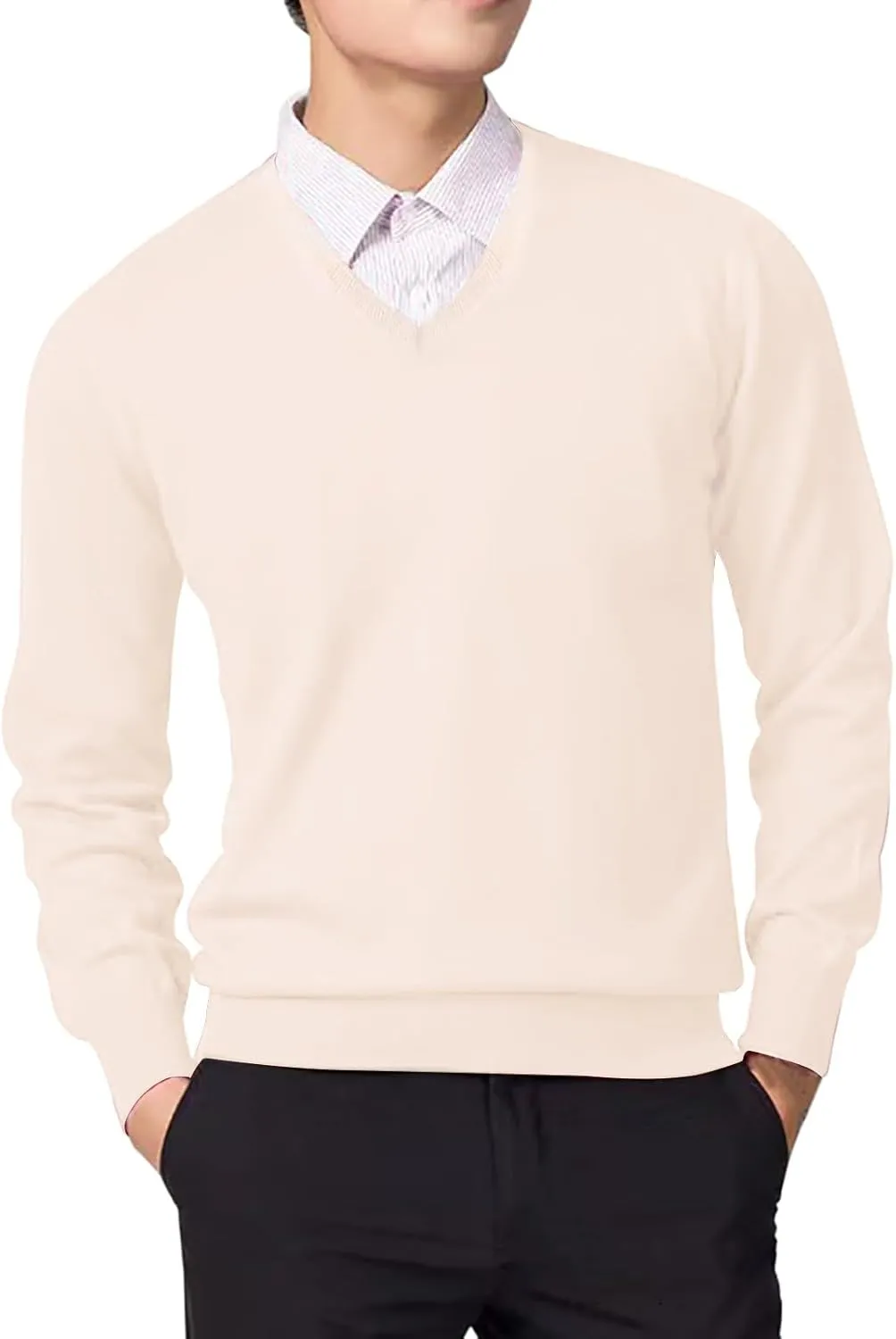 Mens V Neck Pullover Sweaters 2023 Fashion Cassual Sweatshirts Classic Fit Fine Cotton V-Neck Sweaters