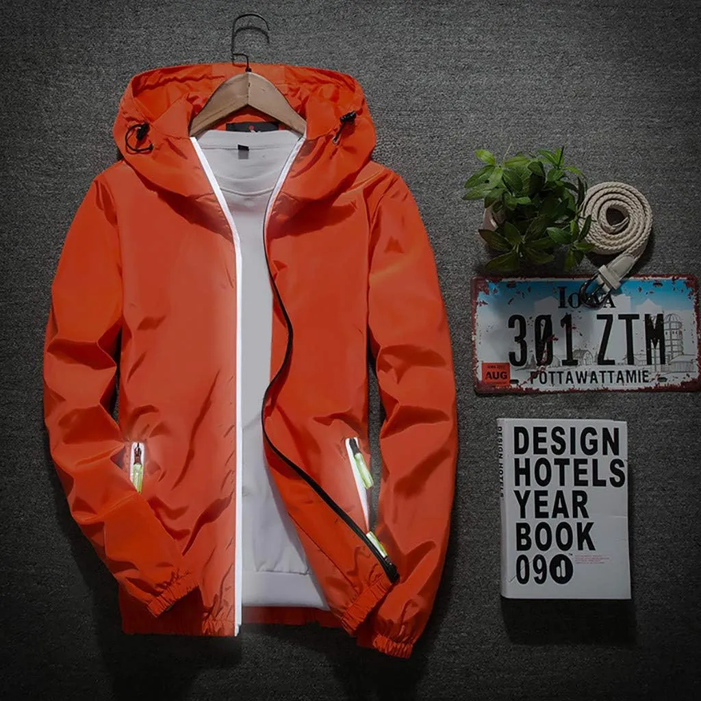 Mens Winter Jacket Mens Casual Jacket Casual Size Hoodie Reflective Zipper Outdoor Sport Coat