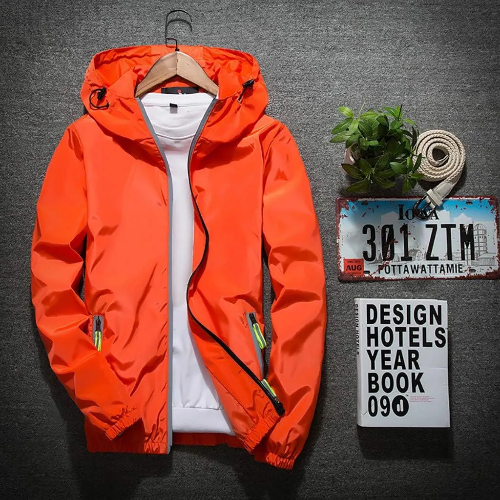 Mens Winter Jacket Mens Casual Jacket Casual Size Hoodie Reflective Zipper Outdoor Sport Coat