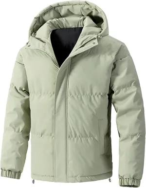 Men's Winter Loose Puffer Jackets Fashion Hooded Warm Hooded Windproof Down Coat Padded Thicken Hiking Parka Jackets