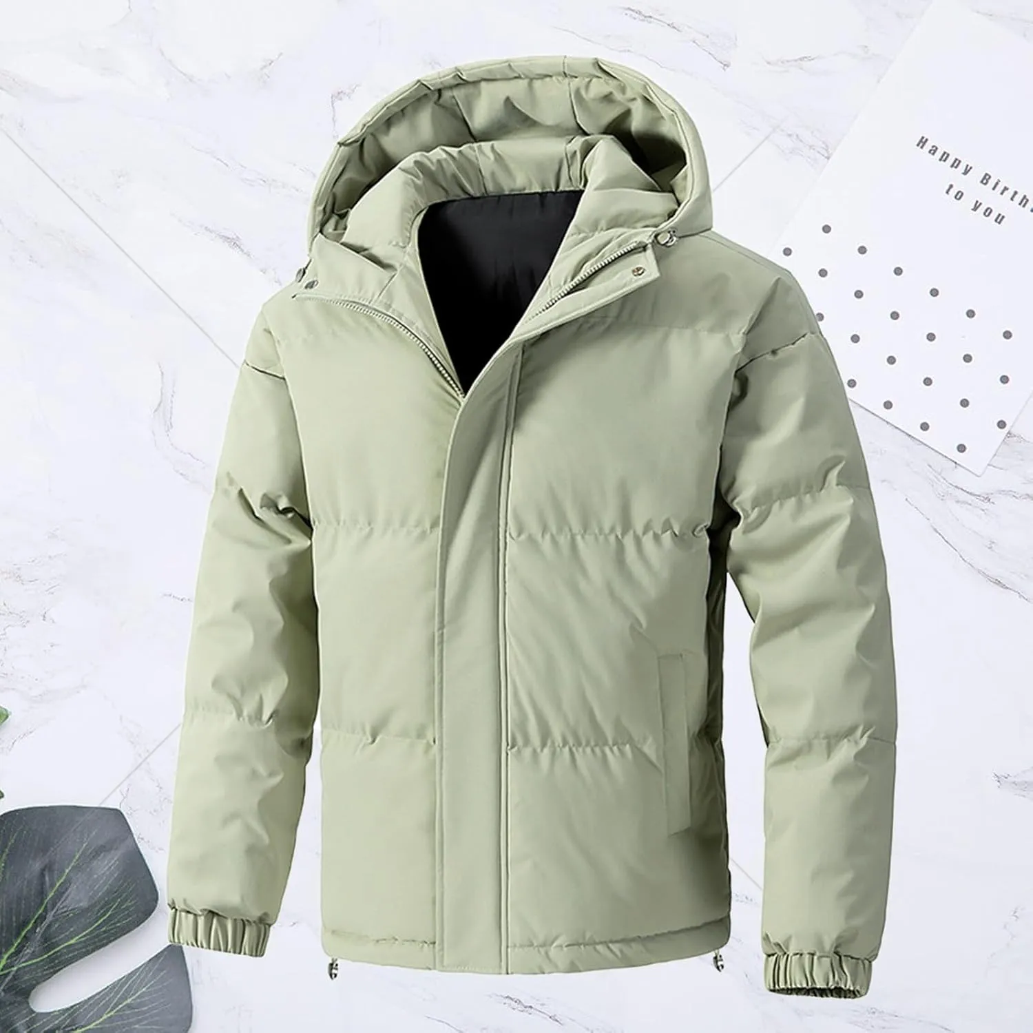 Men's Winter Loose Puffer Jackets Fashion Hooded Warm Hooded Windproof Down Coat Padded Thicken Hiking Parka Jackets