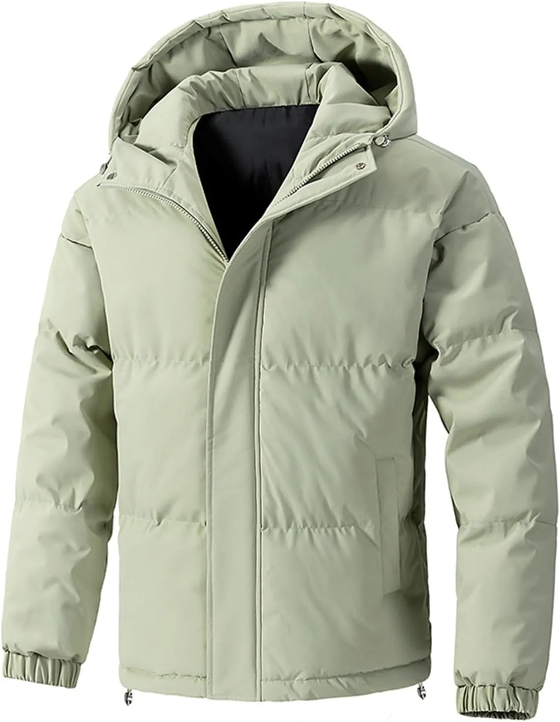 Men's Winter Loose Puffer Jackets Fashion Hooded Warm Hooded Windproof Down Coat Padded Thicken Hiking Parka Jackets