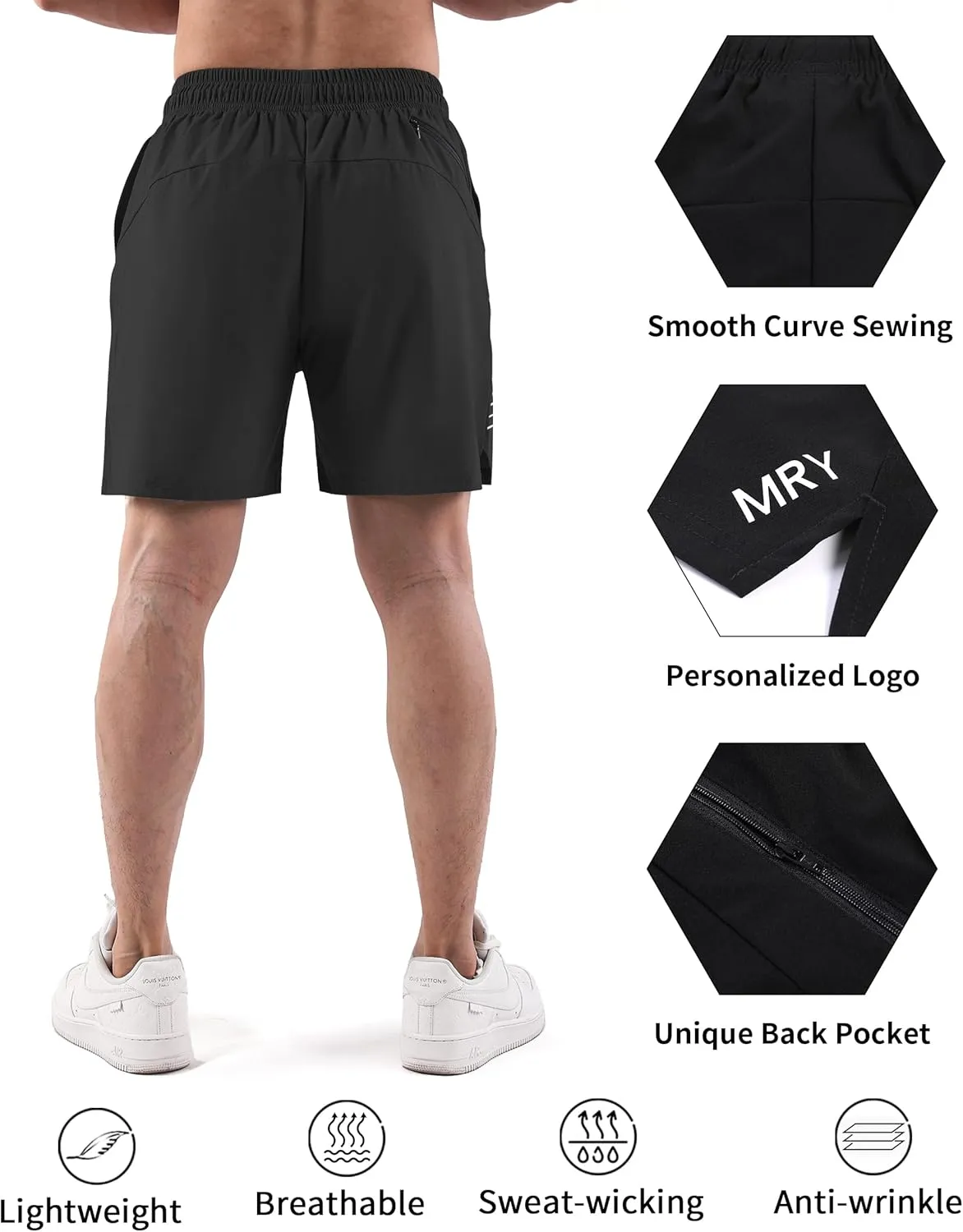 Mens Workout Shorts Lightweight Gym Shorts 7 Inch Quick Dry Athletic Running Shorts with Pockets