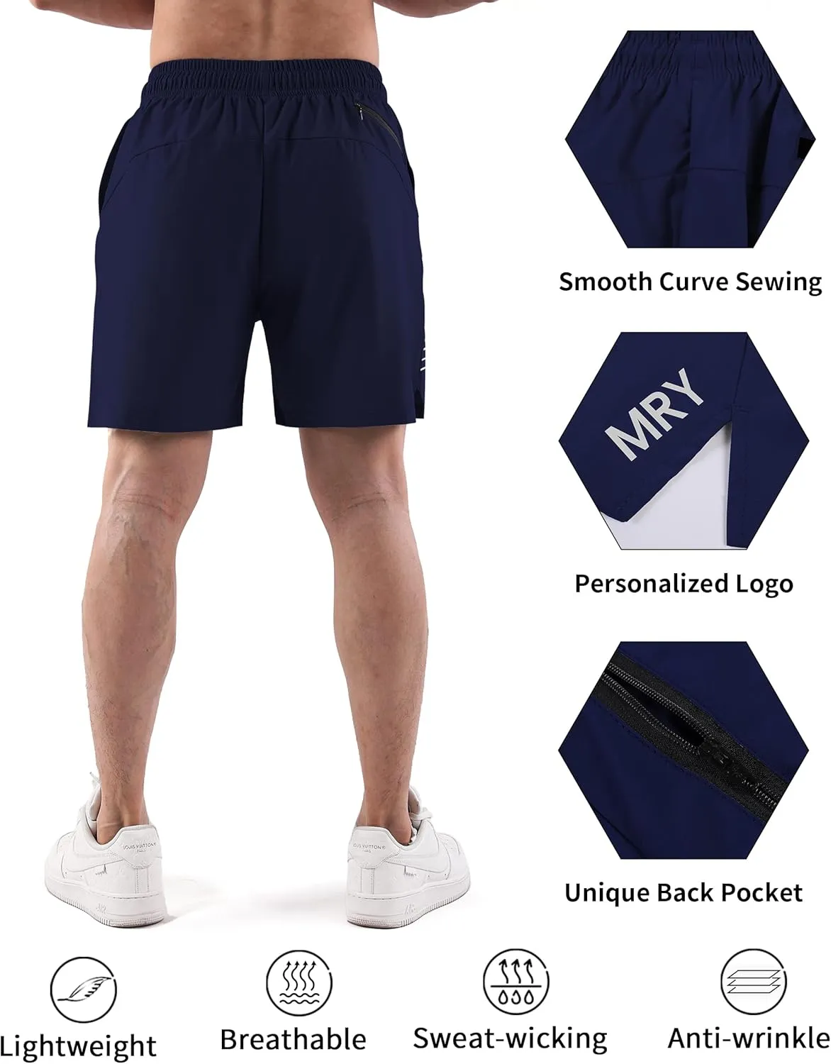 Mens Workout Shorts Lightweight Gym Shorts 7 Inch Quick Dry Athletic Running Shorts with Pockets