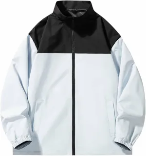Men's Zip Up Waterproof Jackets Coats Long Sleeve Rain Jackets Hooded Outerwear 2024