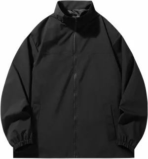 Men's Zip Up Waterproof Jackets Coats Long Sleeve Rain Jackets Hooded Outerwear 2024