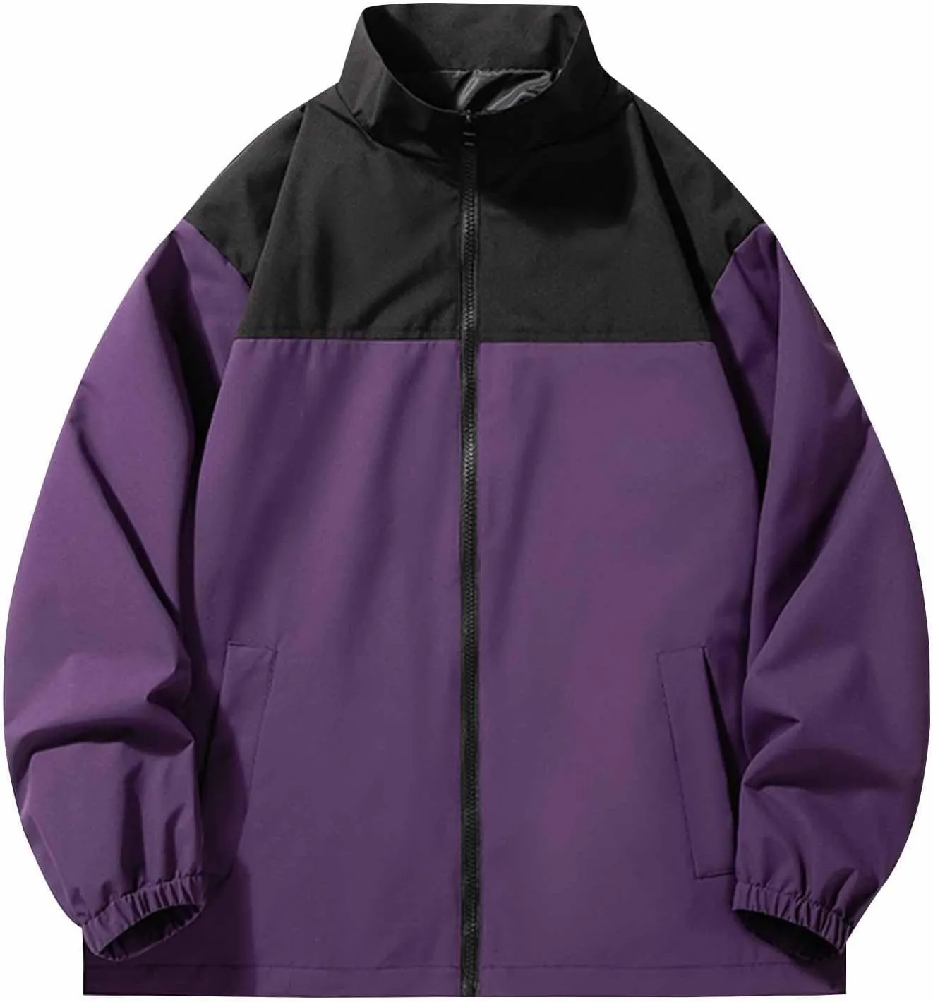 Men's Zip Up Waterproof Jackets Coats Long Sleeve Rain Jackets Hooded Outerwear 2024