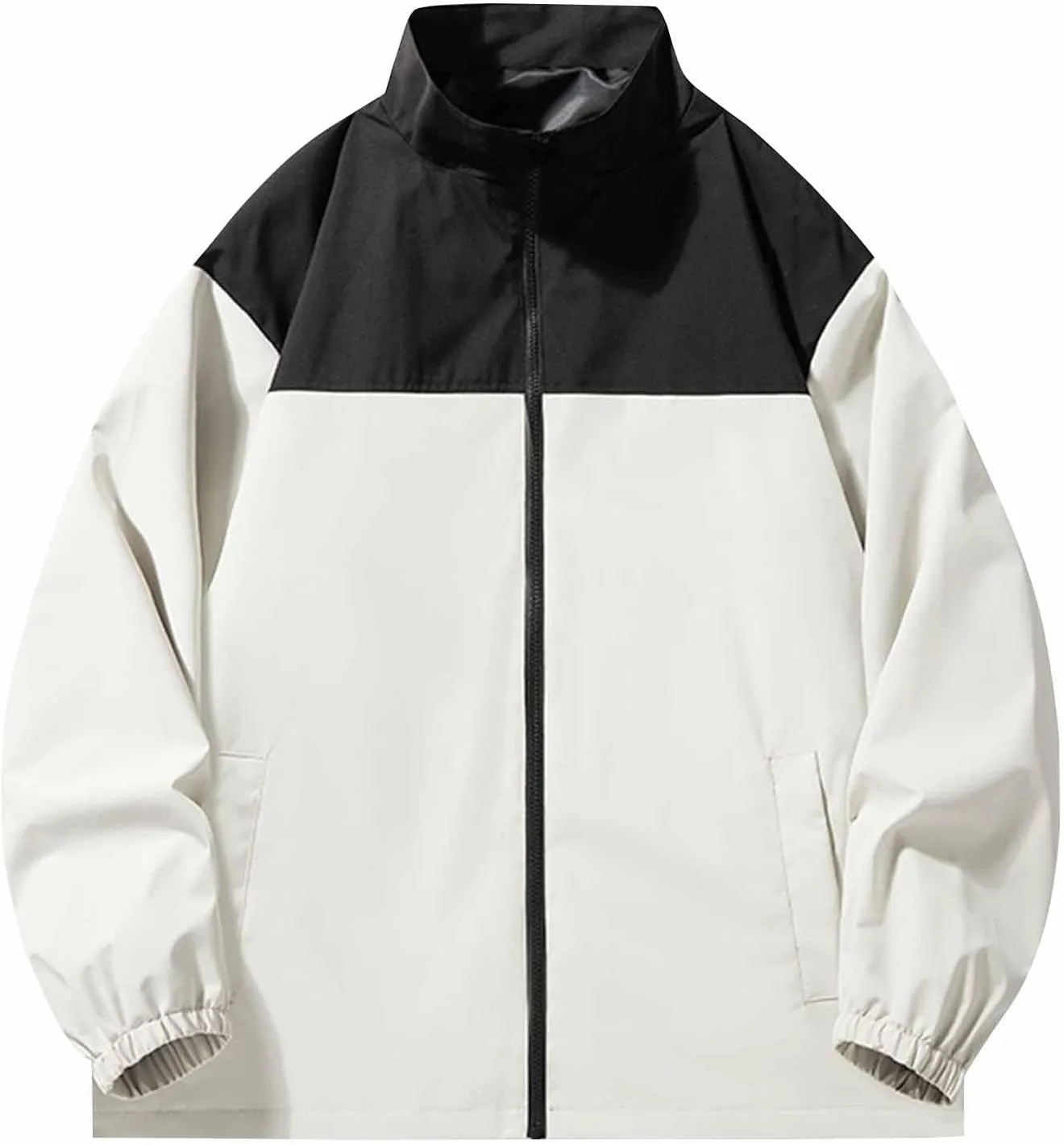 Men's Zip Up Waterproof Jackets Coats Long Sleeve Rain Jackets Hooded Outerwear 2024