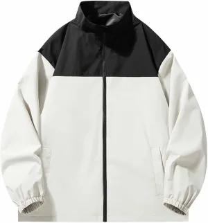 Men's Zip Up Waterproof Jackets Coats Long Sleeve Rain Jackets Hooded Outerwear 2024