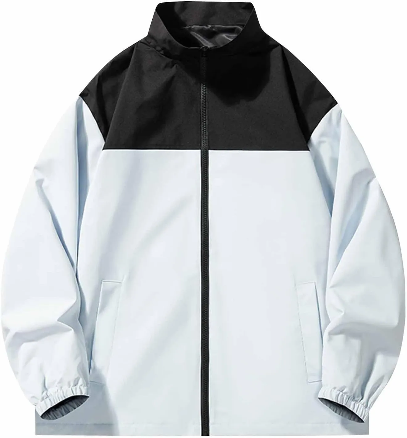 Men's Zip Up Waterproof Jackets Coats Long Sleeve Rain Jackets Hooded Outerwear 2024