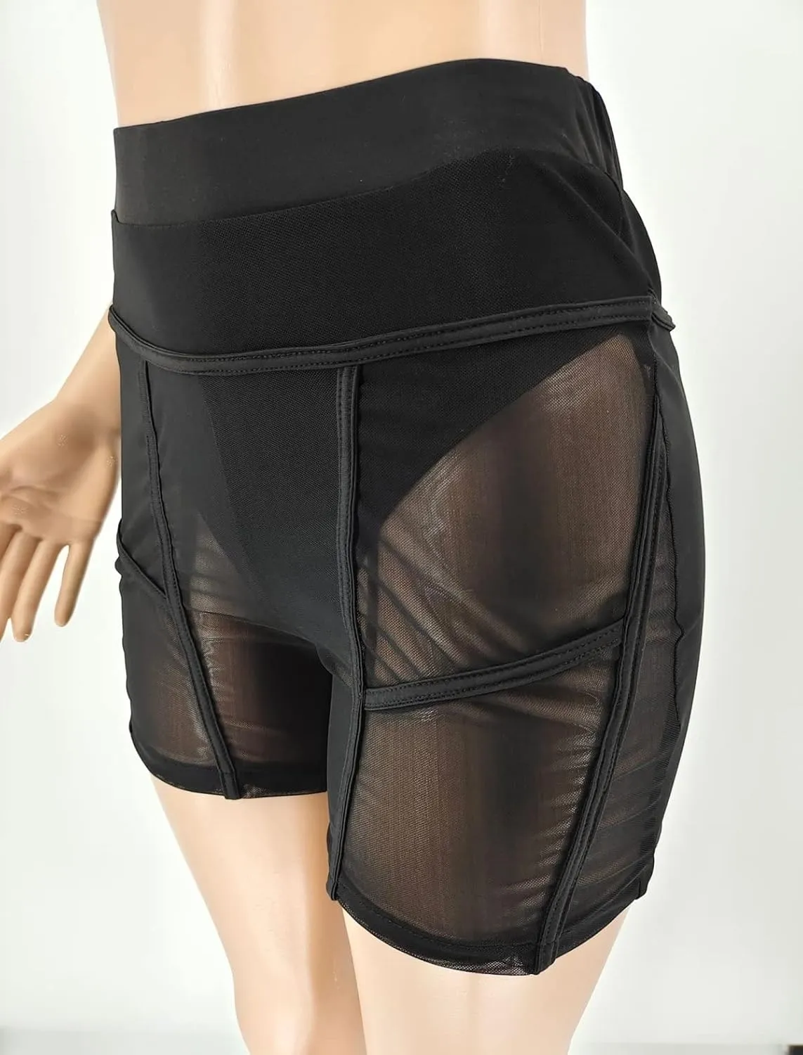 Mintsnow Women's See Through 2 Piece Short Outfit Sheer Mesh Short Sleeve Top and Bodycon Club Party Shorts Sets