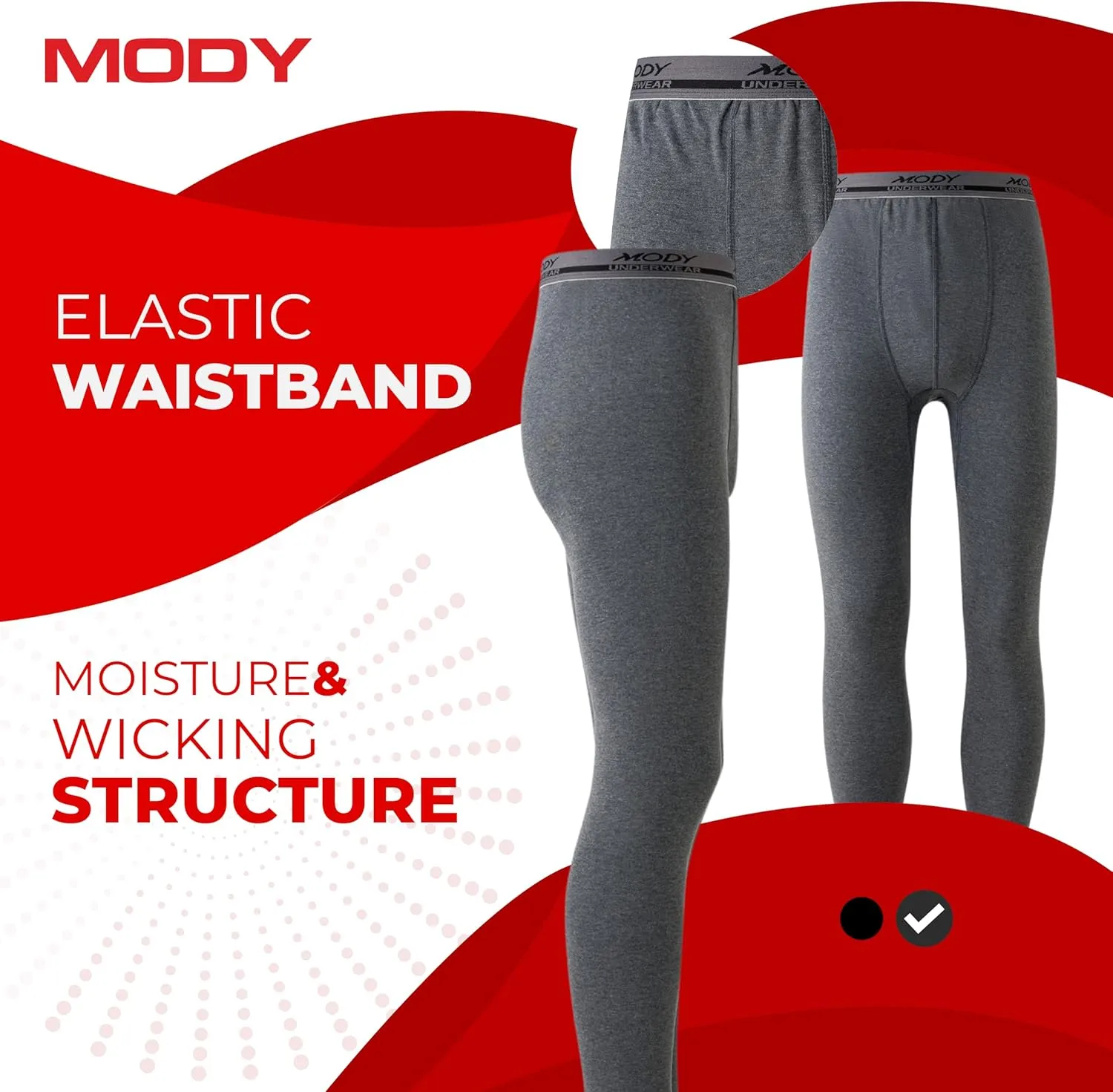 Mody Long Johns Thermal Underwear for Men, Long Johns for Men Thermal Set, Base Layer Top and Bottom Set
