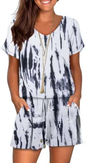 Mokayee Womens Summer Cute Front Tie Short Jumpsuits Rompers with Pockets