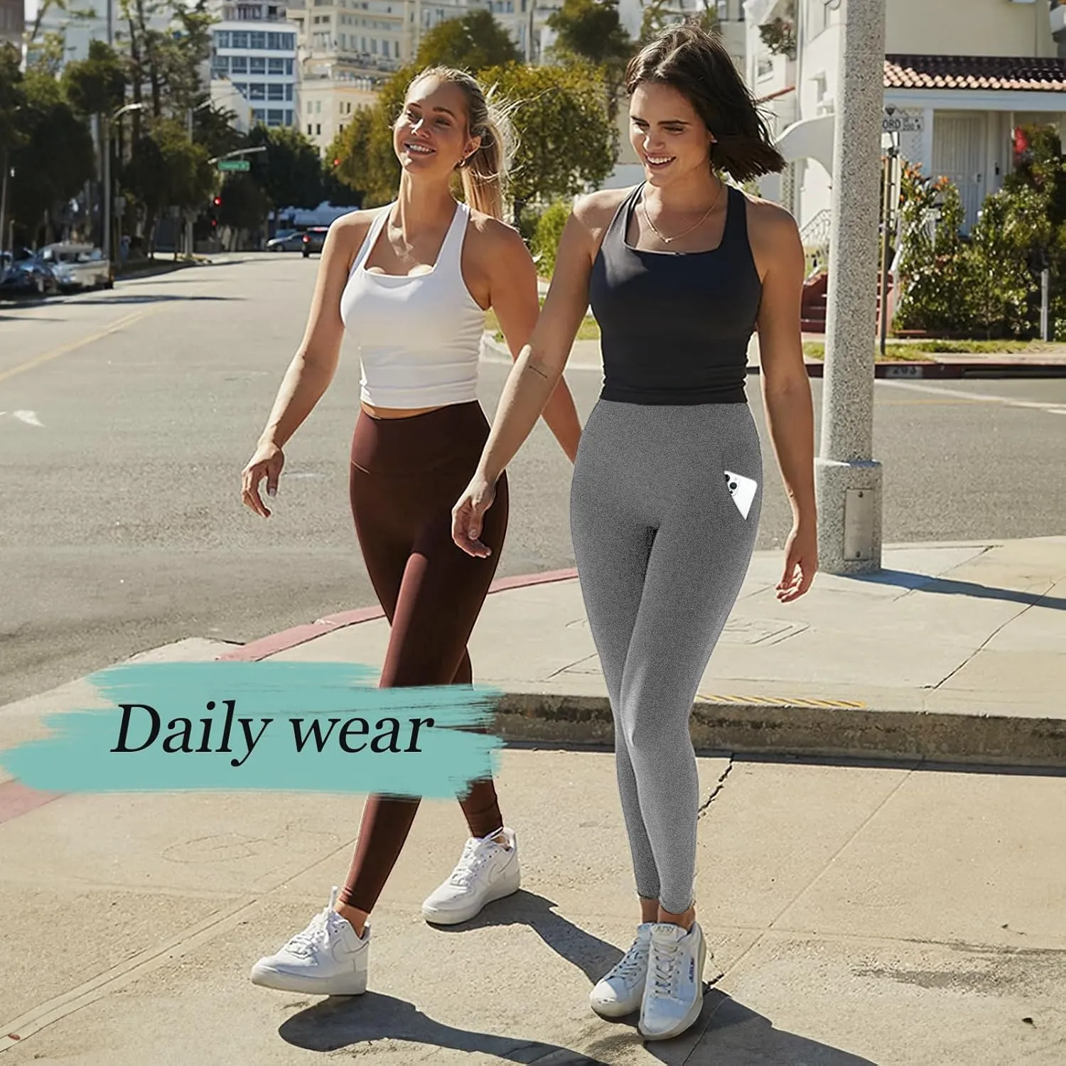 MOREFEEL Leggings with Pockets for Women, High Waisted Tummy Control Workout Hip Lift Yoga Pants Activewear