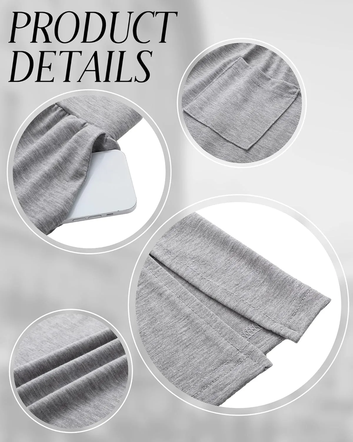 Neer 3 Pcs Women's Lounge Pants Side Slit High Waisted Joggers Wide Leg Yoga Sweatpants with Pocket Loose Cozy Pant