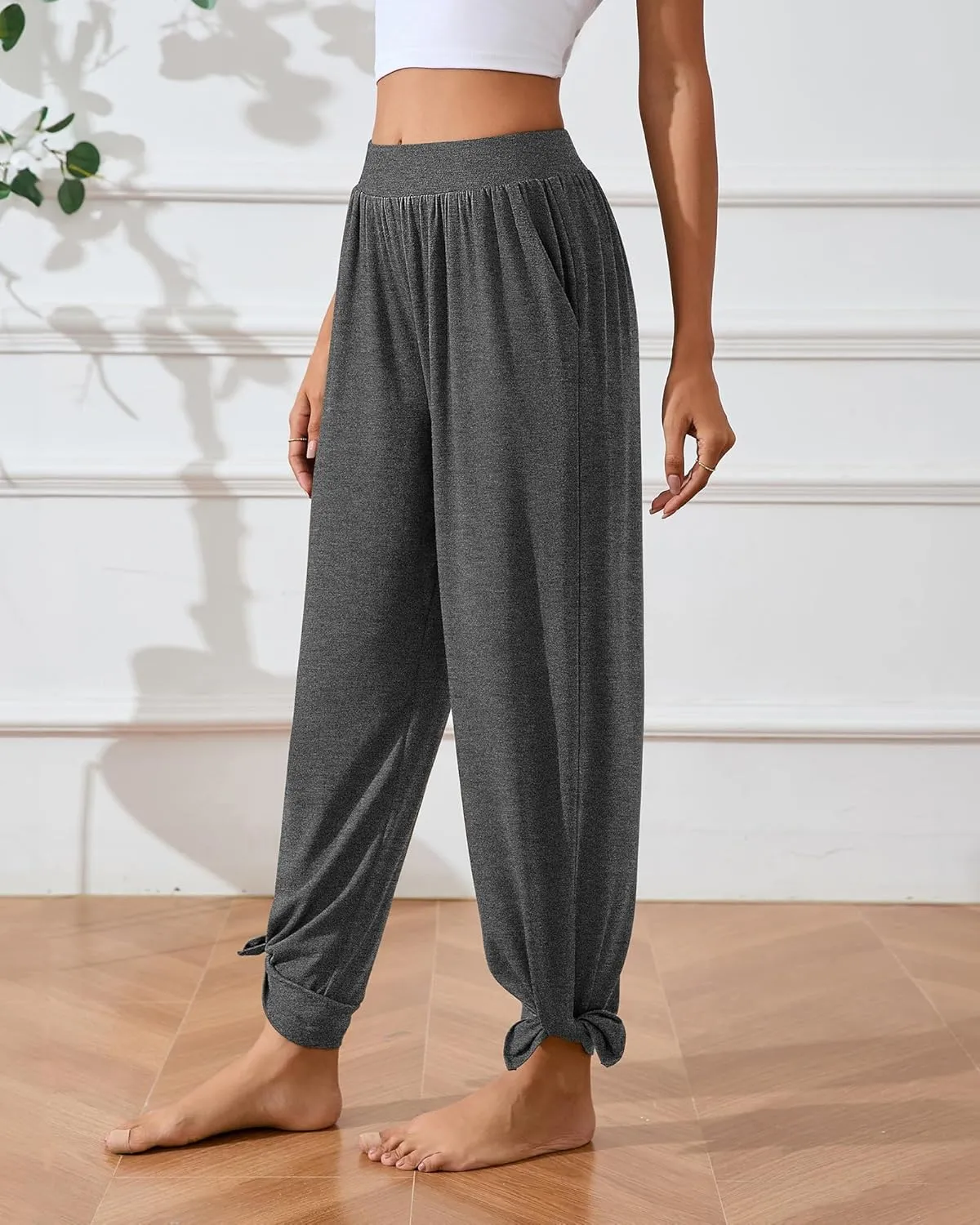 Neer 3 Pcs Women's Lounge Pants Side Slit High Waisted Joggers Wide Leg Yoga Sweatpants with Pocket Loose Cozy Pant