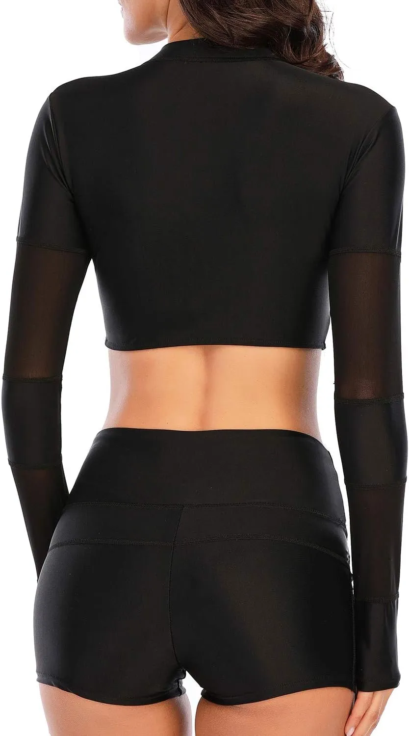 NESY Womems Swimsuits Long Sleeve Two Piece Rash Guard UV Protection Crop Top Bathing Suits