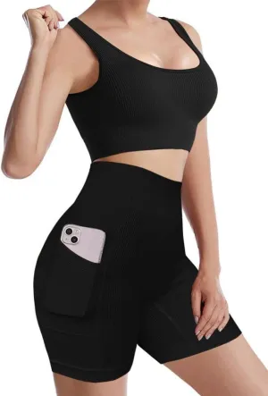 niyokki Workout Sets for Women Seamless Crop Tops Leggings Matching 2 Pieces Outfits Two Piece Yoga Workout Outfits