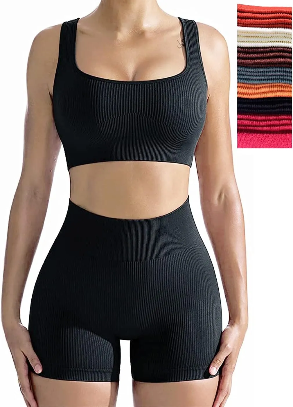 niyokki Workout Sets for Women Seamless Crop Tops Leggings Matching 2 Pieces Outfits Two Piece Yoga Workout Outfits