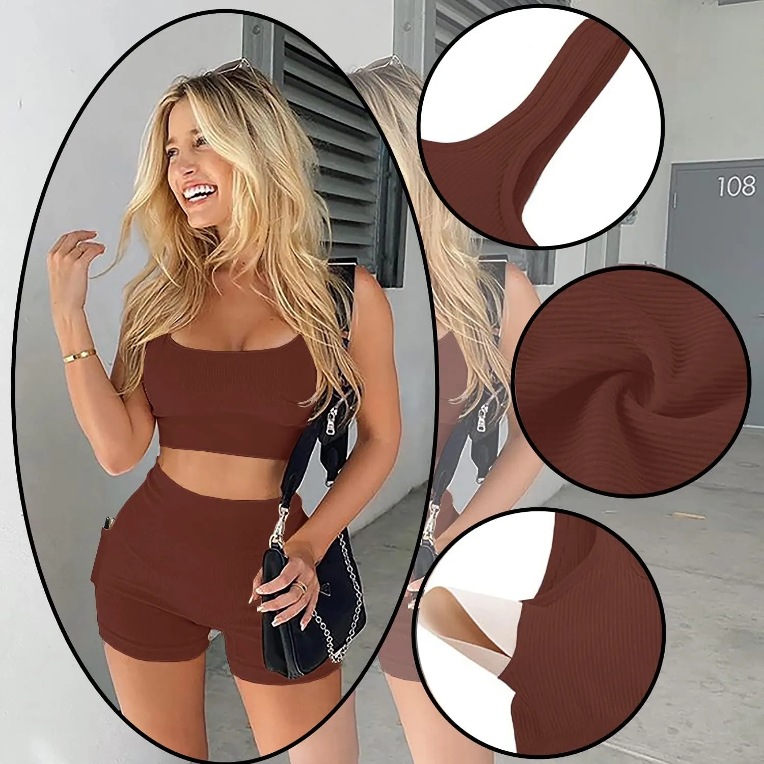 niyokki Workout Sets for Women Seamless Crop Tops Leggings Matching 2 Pieces Outfits Two Piece Yoga Workout Outfits