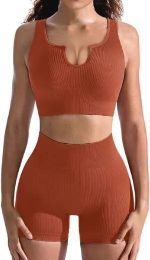 niyokki Workout Sets for Women Seamless Crop Tops Leggings Matching 2 Pieces Outfits Two Piece Yoga Workout Outfits