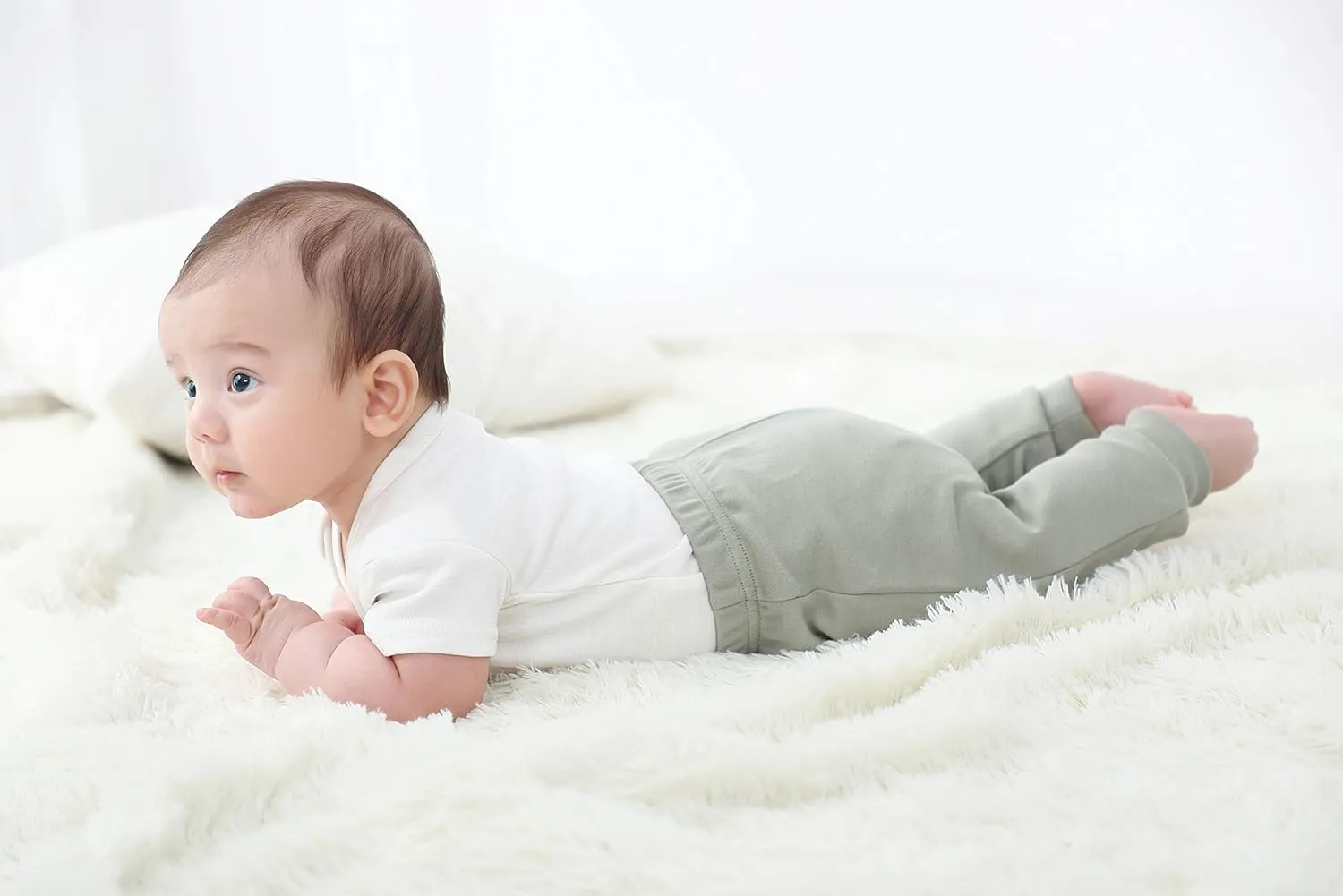 O2 BABY Organic Cotton Unisex Baby Jogger Pants, 3-Pack Pull-on Bottoms, Newborn Leggings