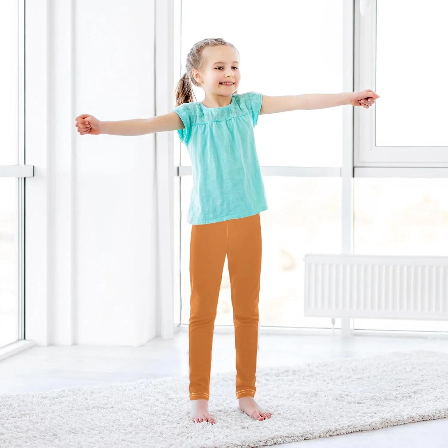 ODAWA Teal Green Girls Leggings Ankle Length Girls Printed Leggings Girls and Toddlers' Leggings, (4-10 Years)