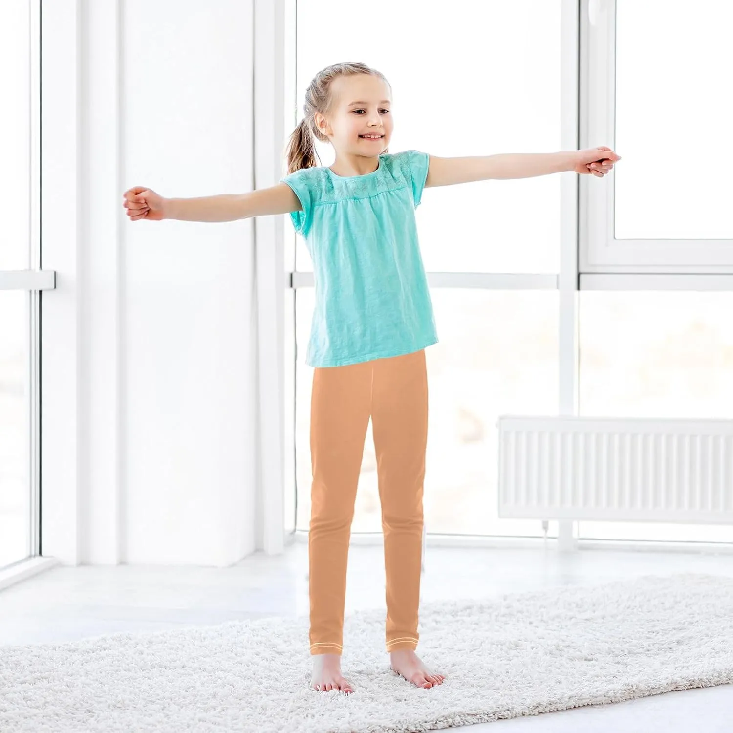 ODAWA Teal Green Girls Leggings Ankle Length Girls Printed Leggings Girls and Toddlers' Leggings, (4-10 Years)