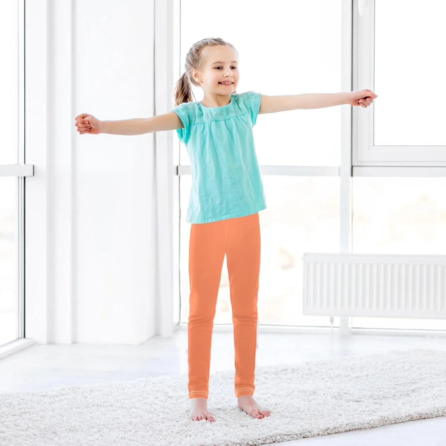 ODAWA Teal Green Girls Leggings Ankle Length Girls Printed Leggings Girls and Toddlers' Leggings, (4-10 Years)