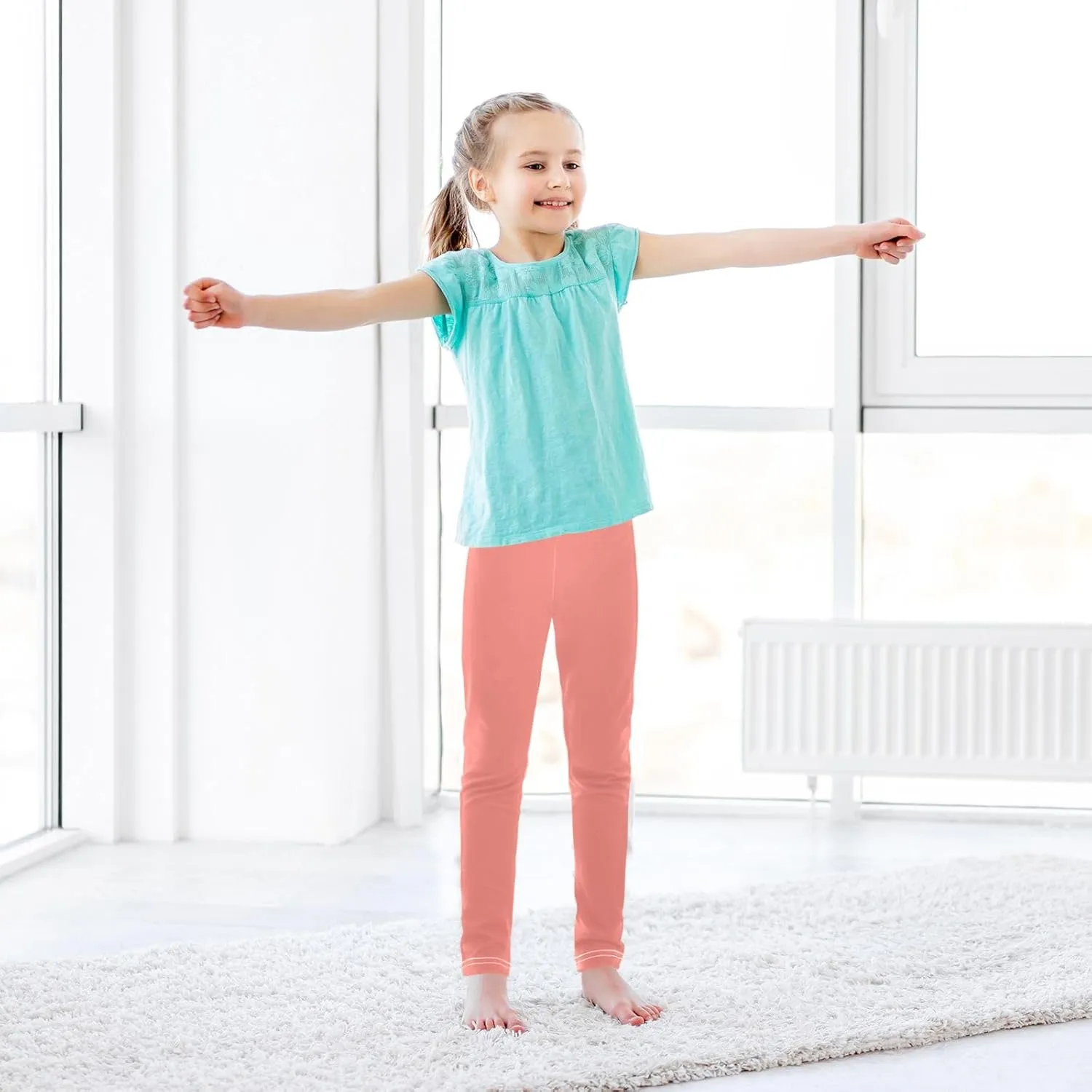 ODAWA Teal Green Girls Leggings Ankle Length Girls Printed Leggings Girls and Toddlers' Leggings, (4-10 Years)