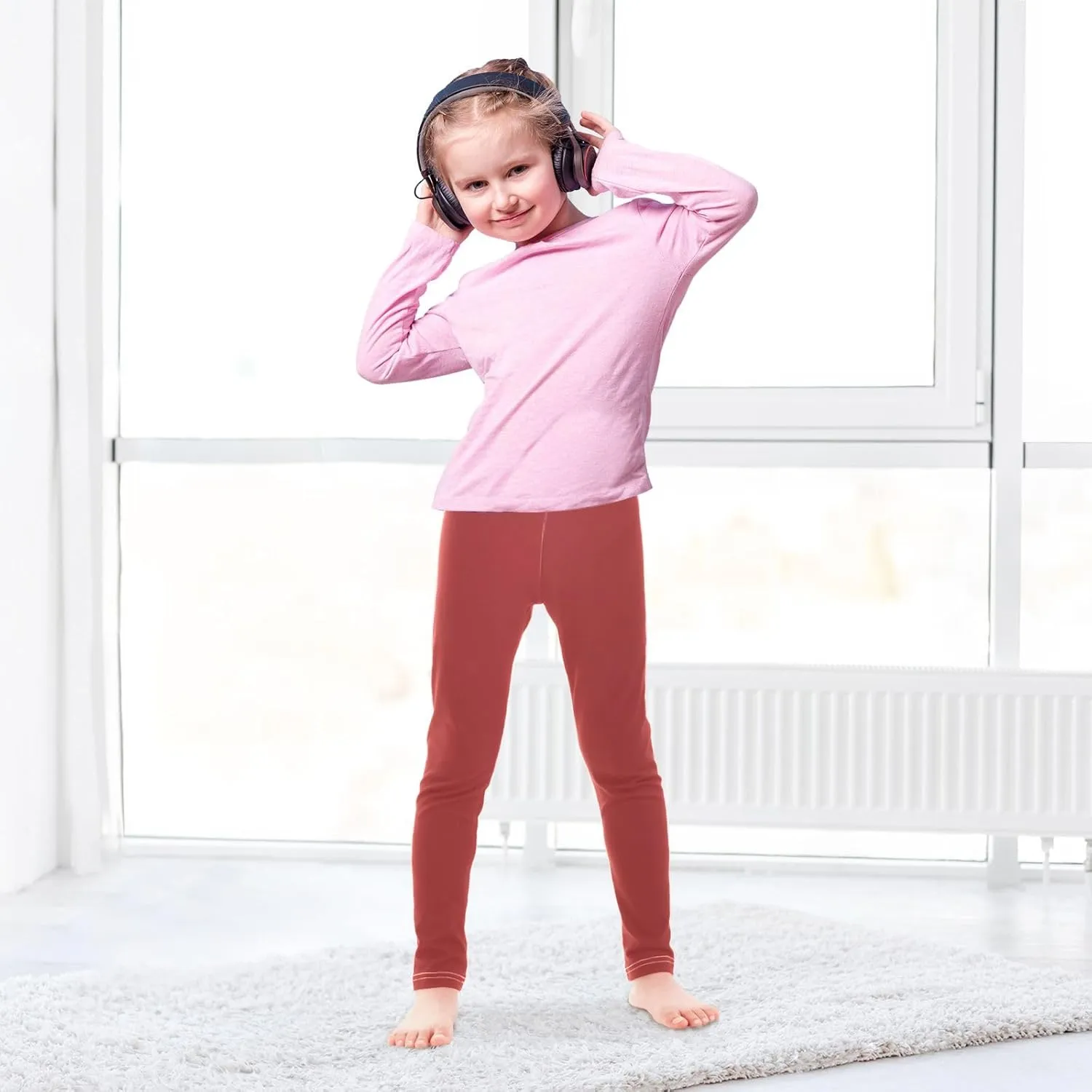 ODAWA White Girls Leggings Girls Stretch Leggings Ankle Length Girls and Toddlers' Leggings, (4-10 Years)