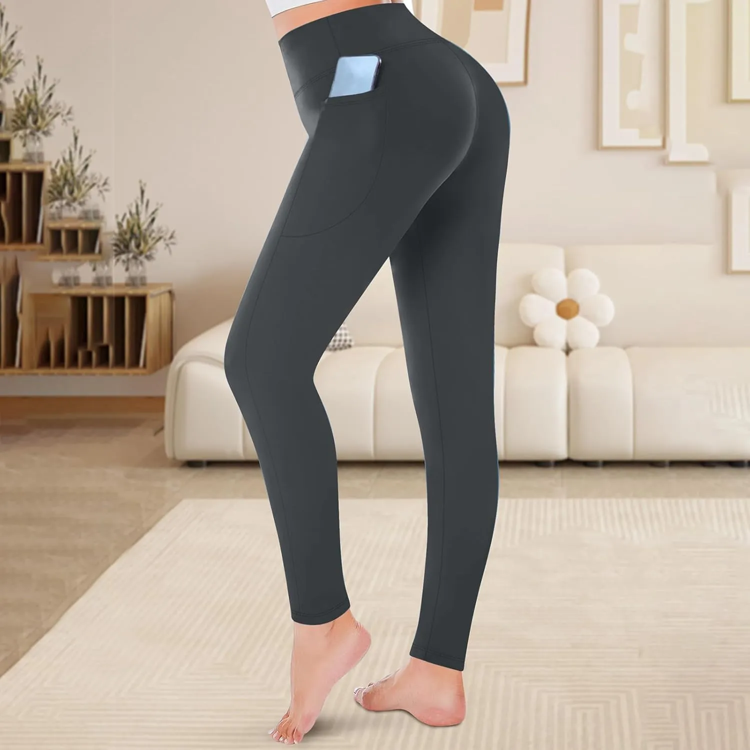 Oplxuo Women's Yoga Pants with Pockets High Waist Leggings for Women Tummy Control Workout Leggings Compression Leggings
