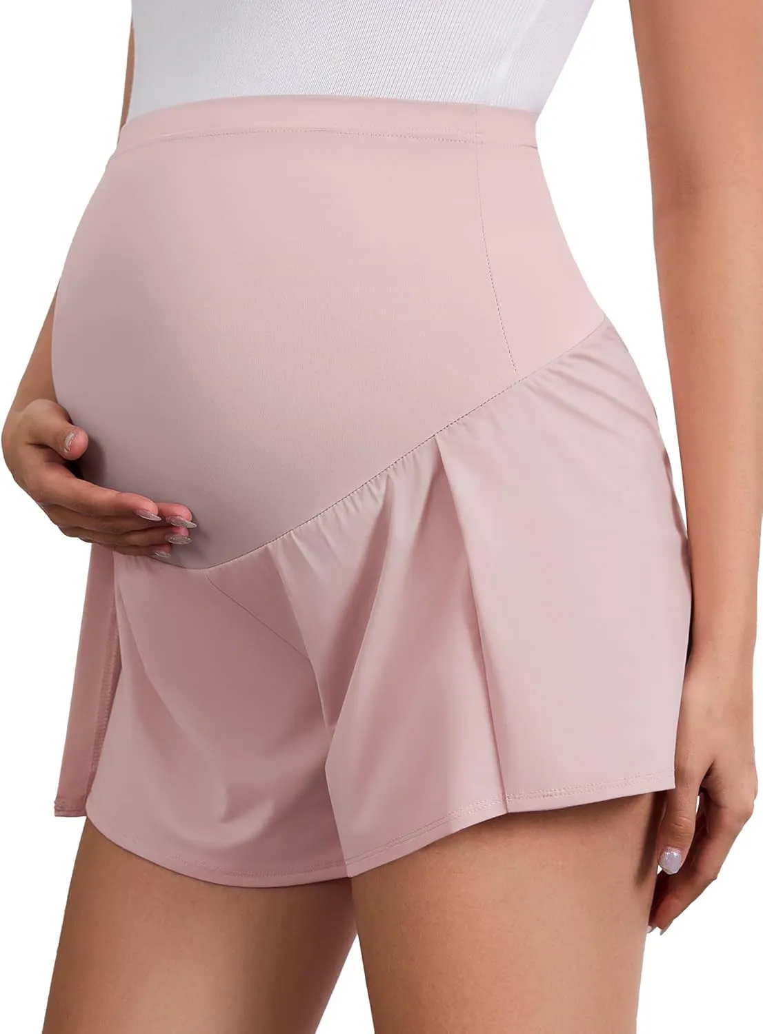 PACBREEZE Women's Maternity Shorts Over Belly Activewear Casual Stretchy Workout Summer Pregnancy Shorts