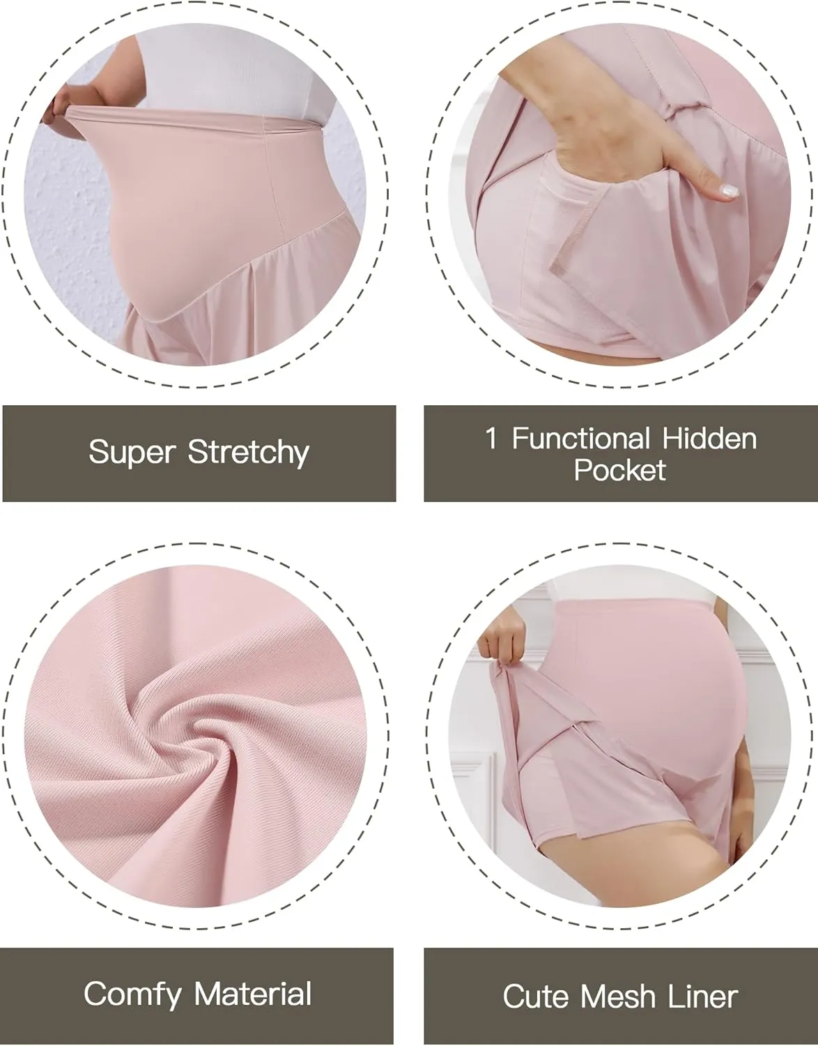 PACBREEZE Women's Maternity Shorts Over Belly Activewear Casual Stretchy Workout Summer Pregnancy Shorts