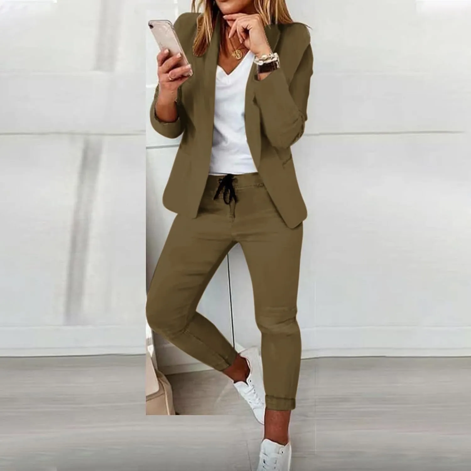 Pants Suits for Women Dressy Business Casual Outfits Blazer Sets Pant Suits 2 Piece Set Work Outfits Office Clothing