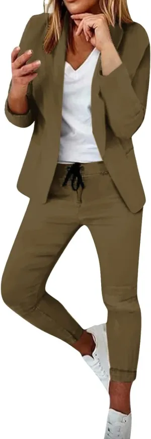 Pants Suits for Women Dressy Business Casual Outfits Blazer Sets Pant Suits 2 Piece Set Work Outfits Office Clothing