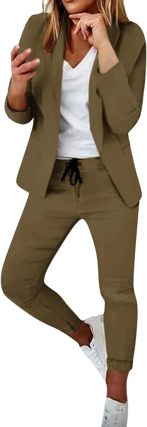 Pants Suits for Women Dressy Business Casual Outfits Blazer Sets Pant Suits 2 Piece Set Work Outfits Office Clothing