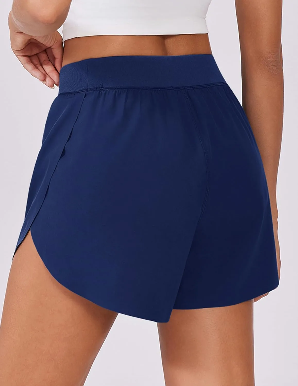 PINSPARK Womens Running Shorts High Waisted Athletic Shorts Quick Dry Exercise Workout Shorts with Mesh Liner