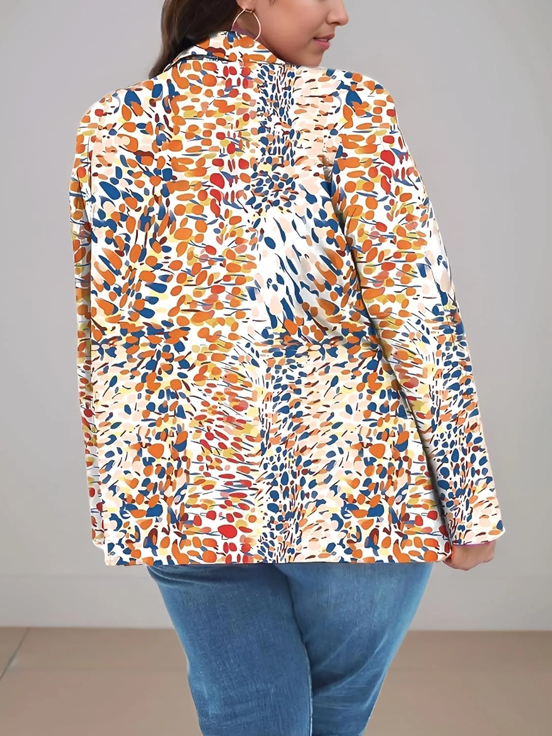 Plus Size Blazers for Curvy Women Sexy Trendy Colorful Oversize Graphic Open Front Jackets