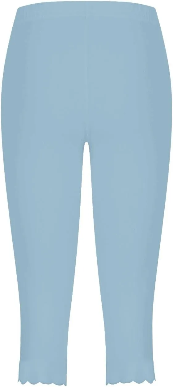 Plus Size Leggings Printed Stretch High Waist Elastic Cropped Pants Resort Beach Leggings Leggings with Pockets