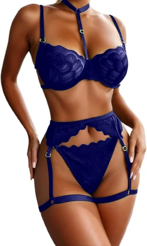 Plus Size Lingerie for Curvy Women See Through Lingerie Set Babydoll Lingerie Strappy Bra and Panty