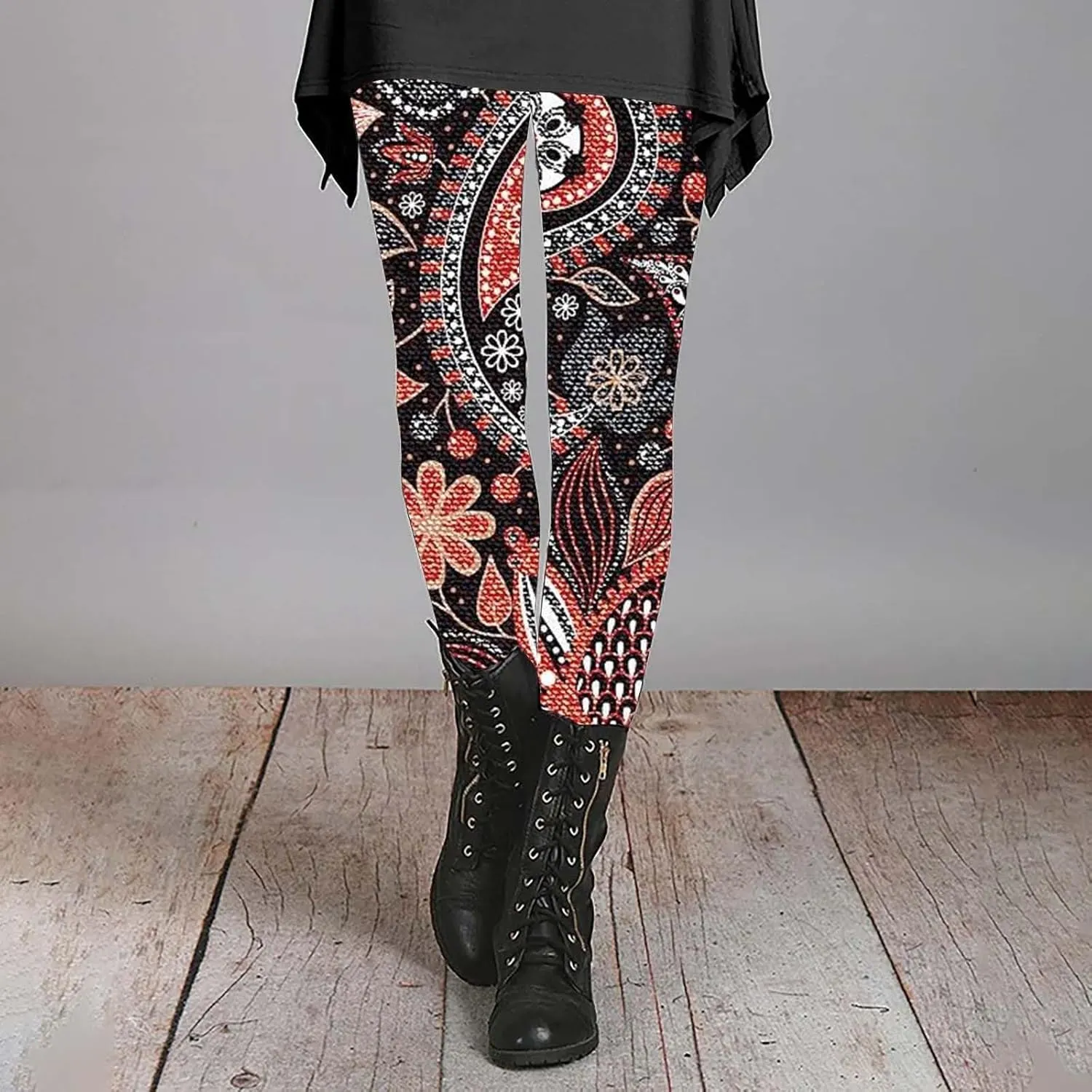 Plus Size Plaid Leggings for Women Leggings with Pockets for Women Prints Butt Lifting Workout Leggings